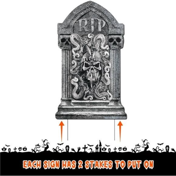 Halloween Decorations Tombstones Yard Sign,6Pcs Luminous Rip Halloween - Picture 4 of 7